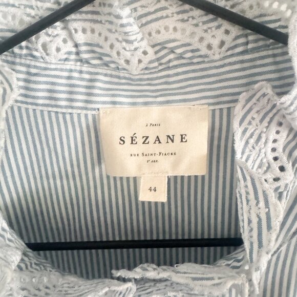 NEW Sezane Blue Stripe Ecru Chlo Shirt EU 44 / US 12 - Picture 5 of 8